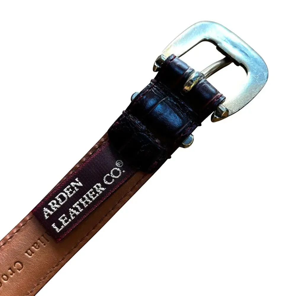 Arden Italian Calfskin Leather mahogany brown belt sz 32 silver gold conchos